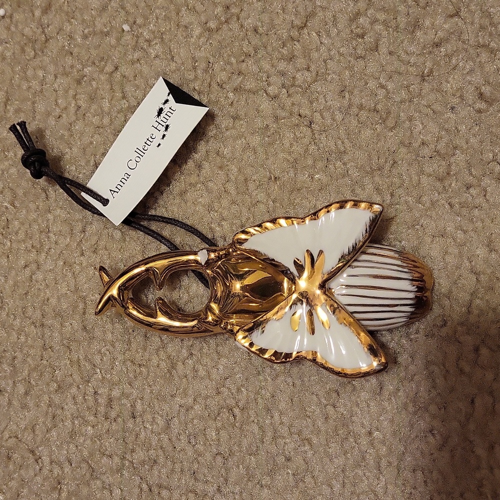 Anthropologie ceramic winged beetle ornament, NEW Anna Collette Hunt